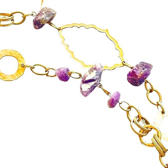 Vintage Amethyst Goldtone Long Necklace - Picture 4 of 13